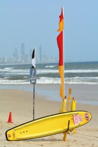 Australian Life Guard Beach Patrol Set up on Gold Coast Beach